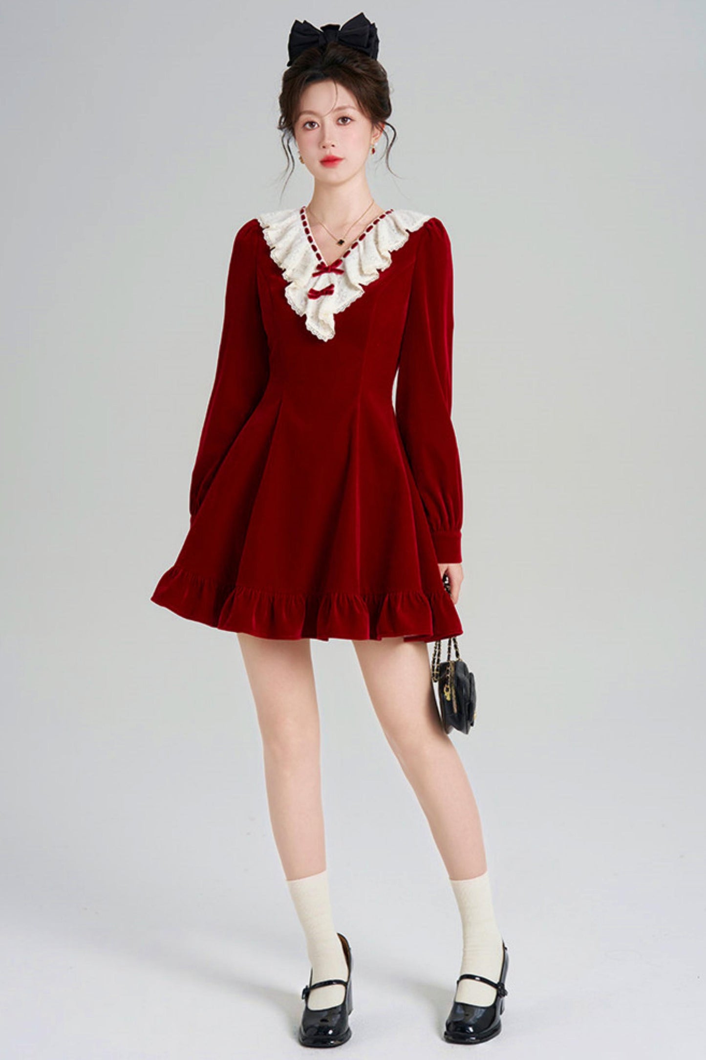 Red Velvet Lace Dress