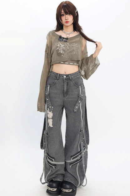 Decadent Punk Strap Denim Pants