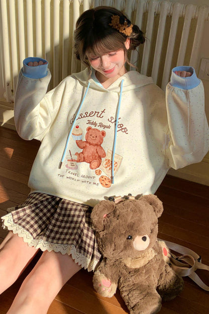 ベアプリントフードスウェット