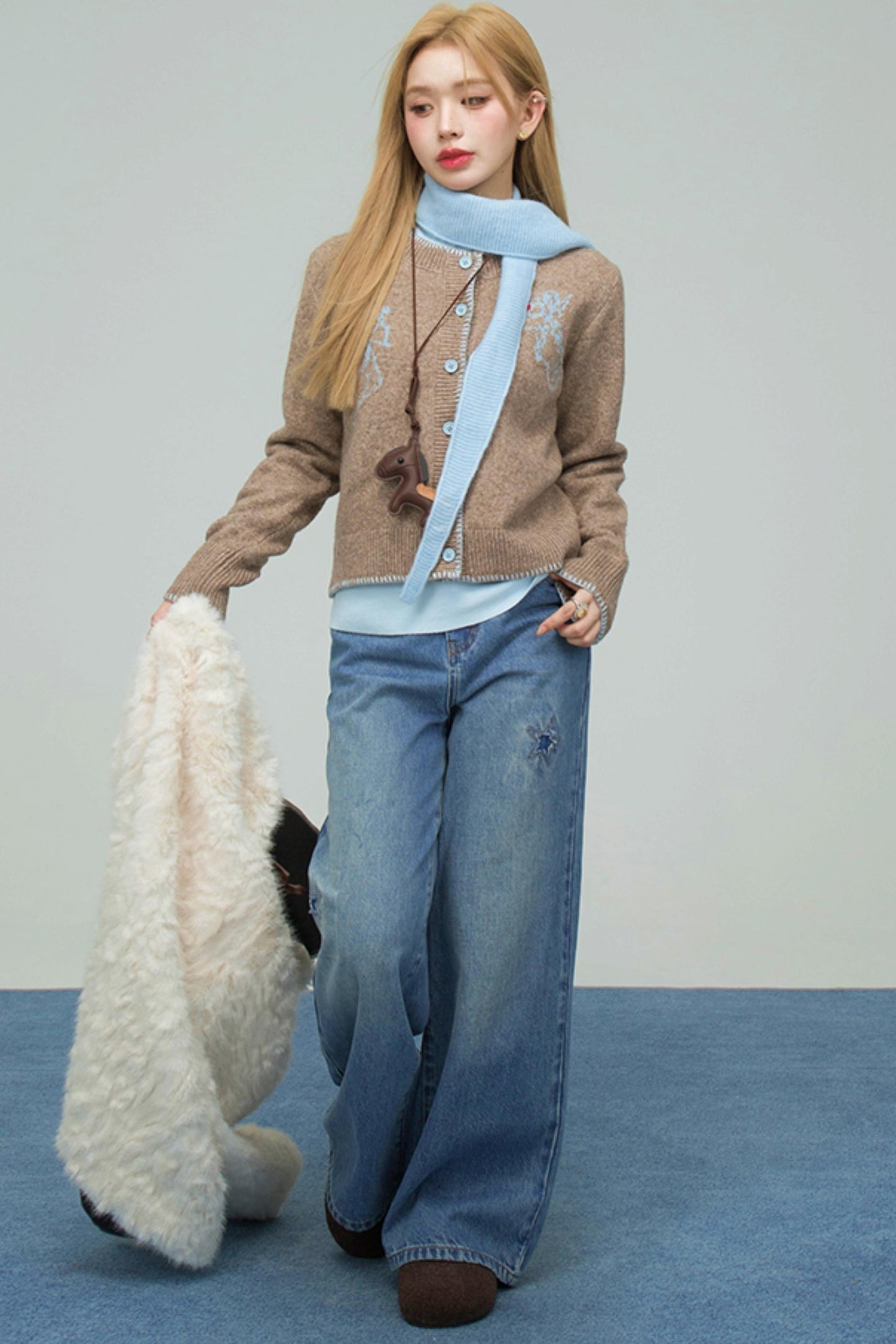 クレイブラウンウールカーディガン