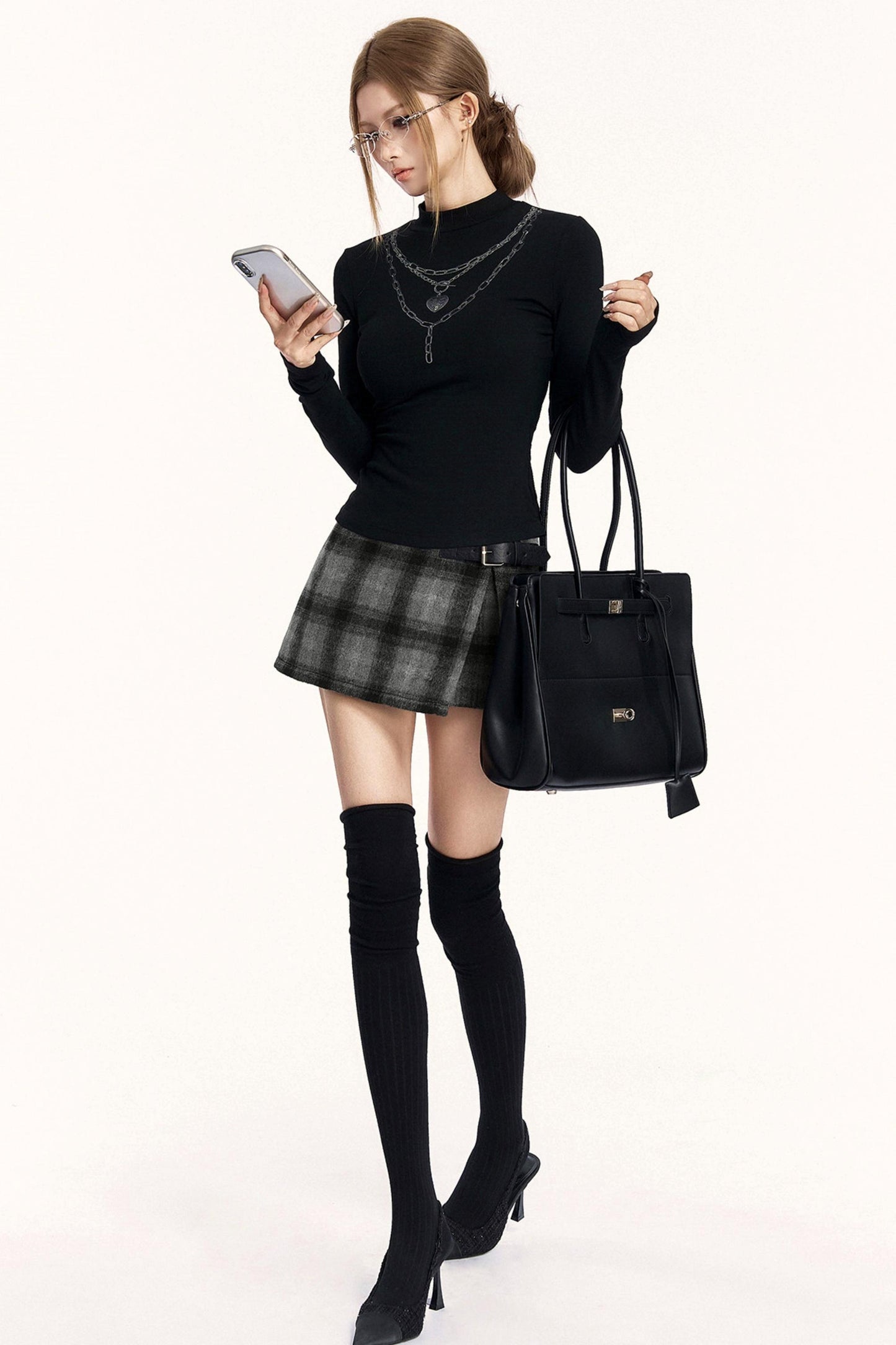 Spice Girl Chain Print High Neck Top