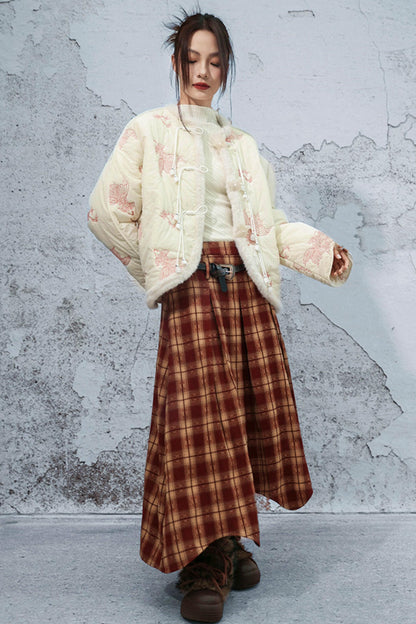 ダブルウエスティッドプラッドスカート