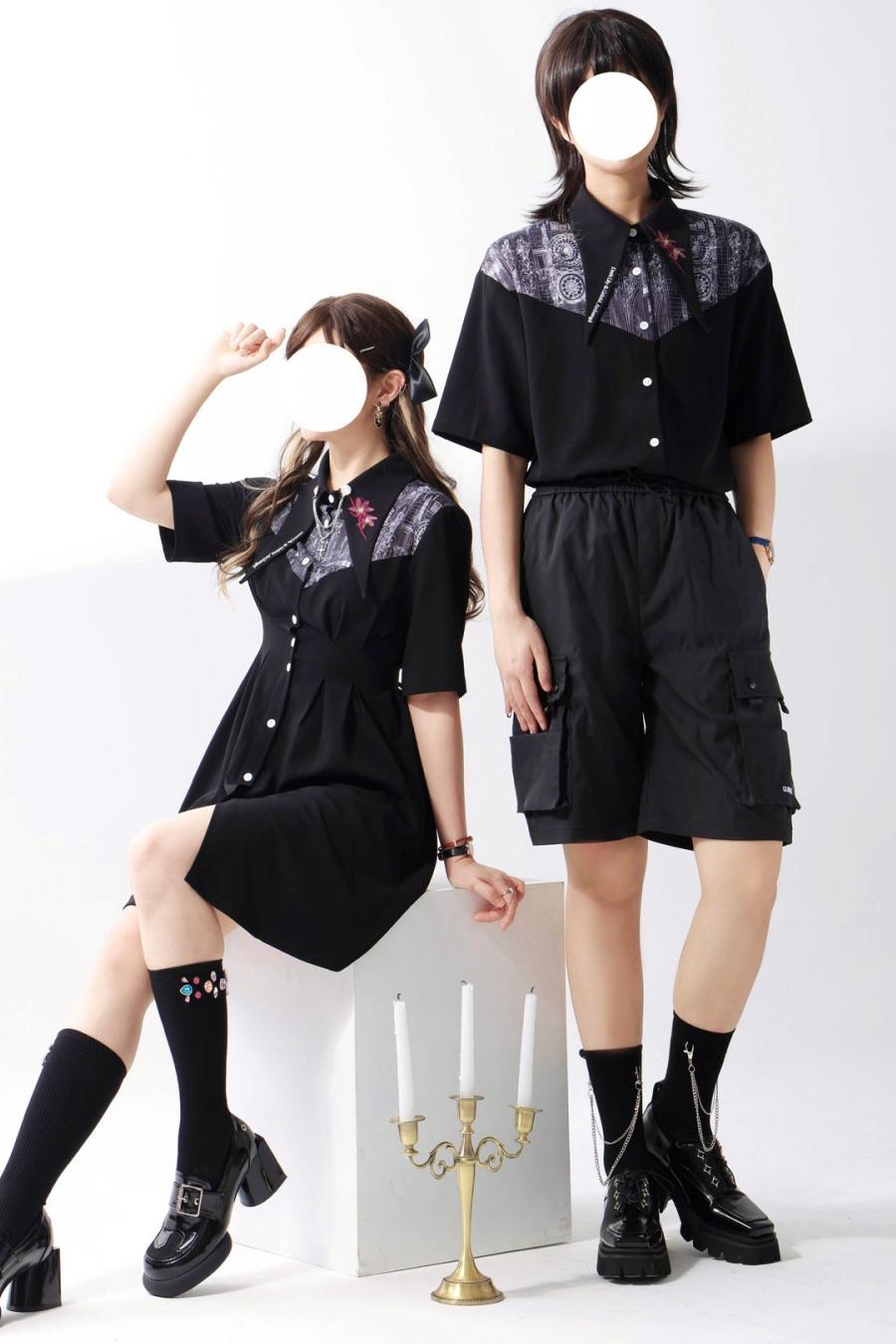 Gothic Arch Print Big Collar Design Shirt