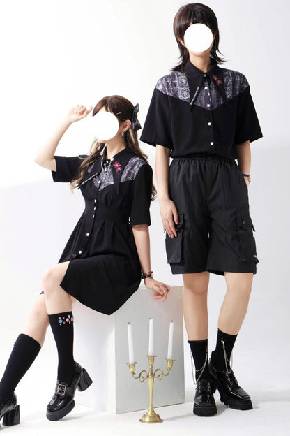 Gothic Arch Print Big Collar Design Shirt