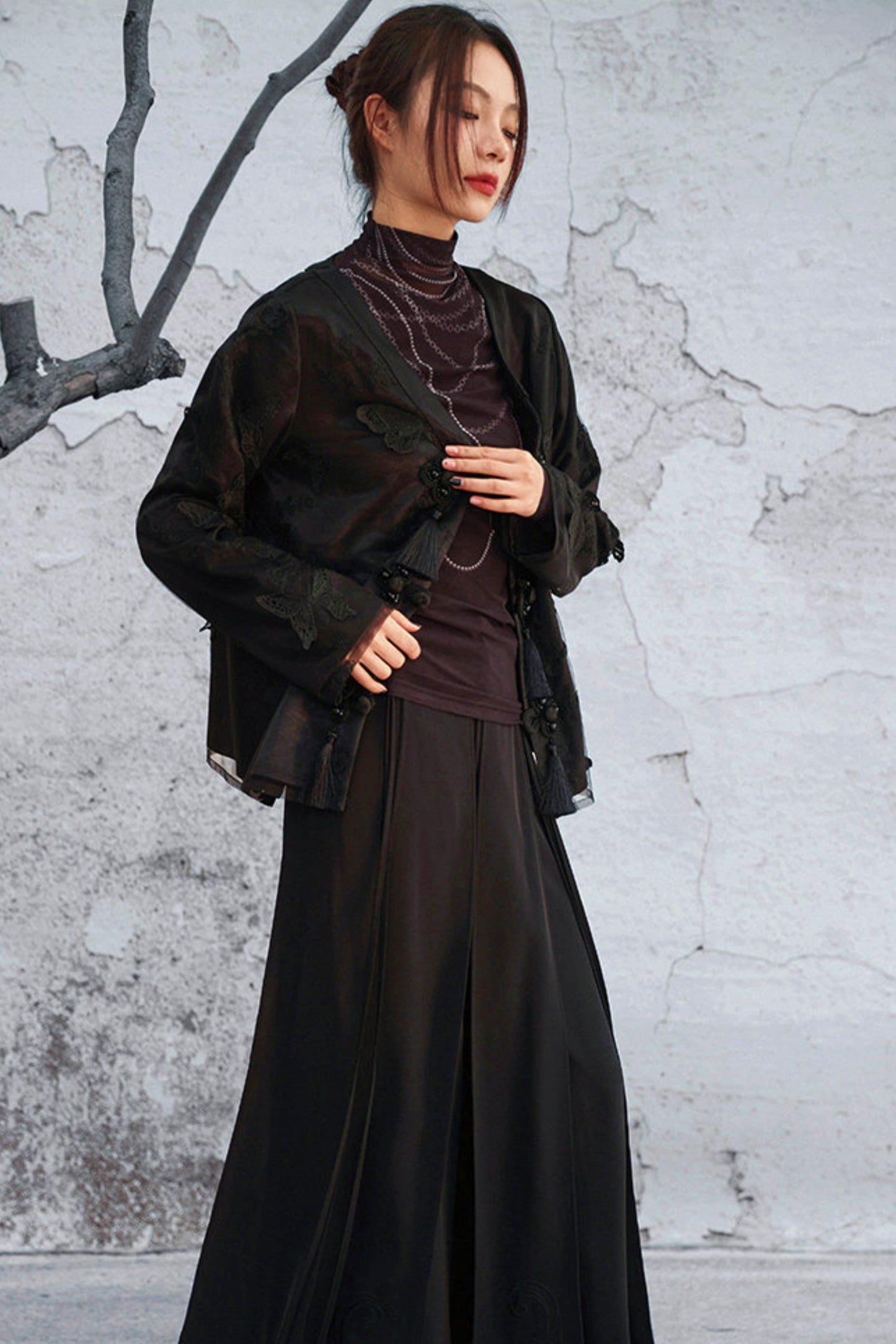 Sheer Satin Chinese-Style Jacket