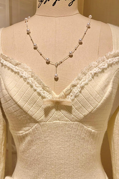 キュートフィットロングスリーブトップス＋レーストリムベースアンダーウェア