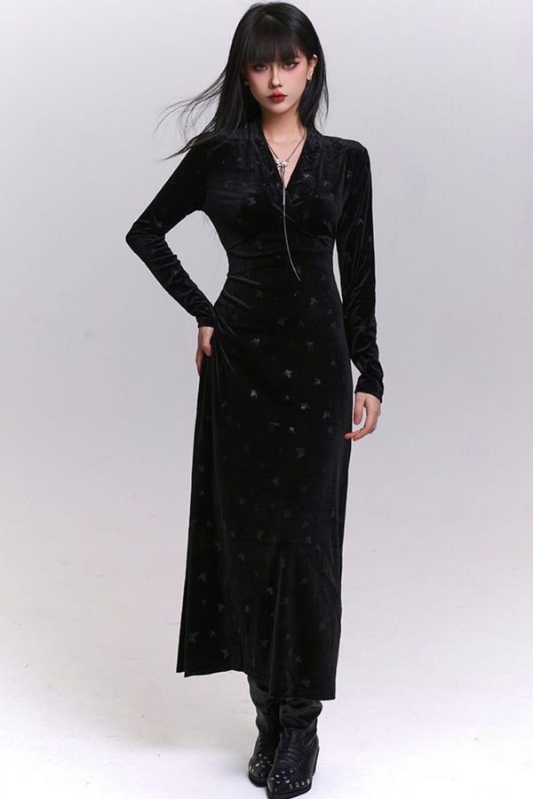 Black Velvet Butterfly Dress