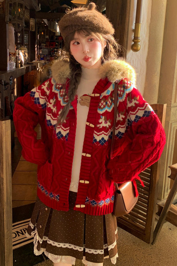 Mori Girl Hooded Knit Cardigan