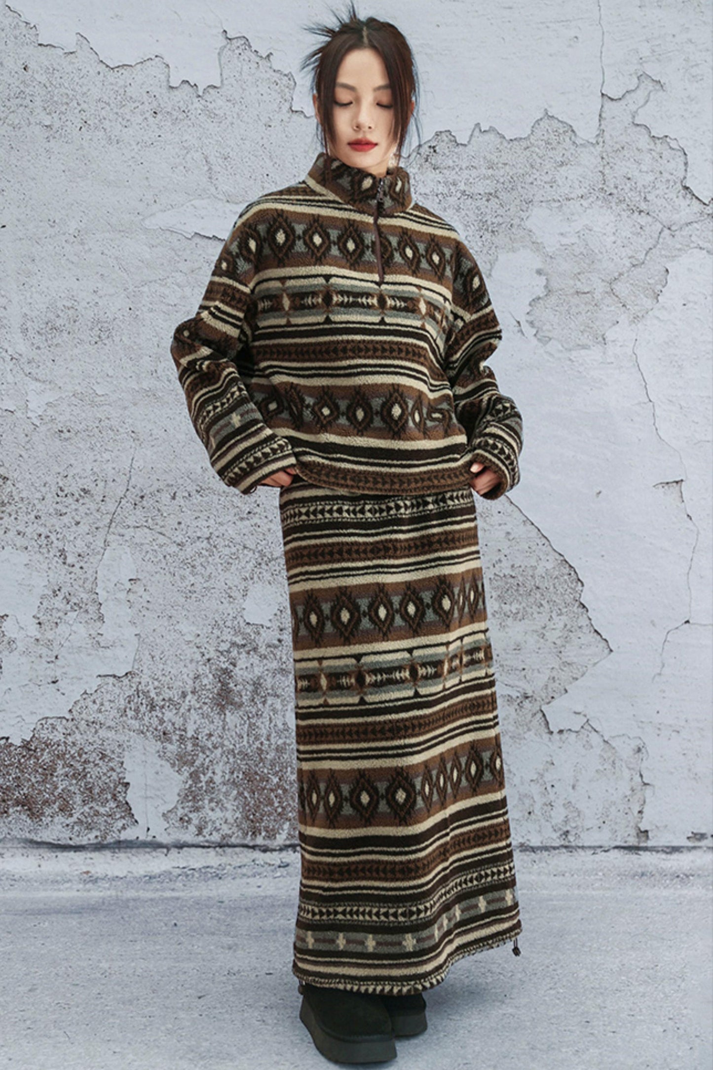 ラムウールジオメトリックジャケット