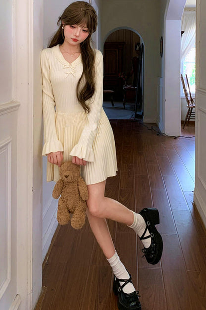 プリーツスイートニットドレス