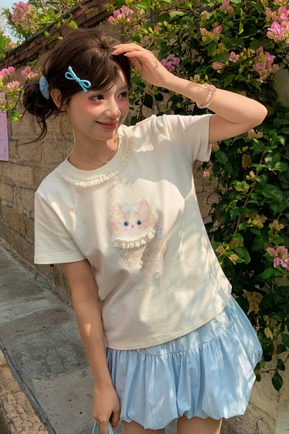 貓咪印花夏季上衣