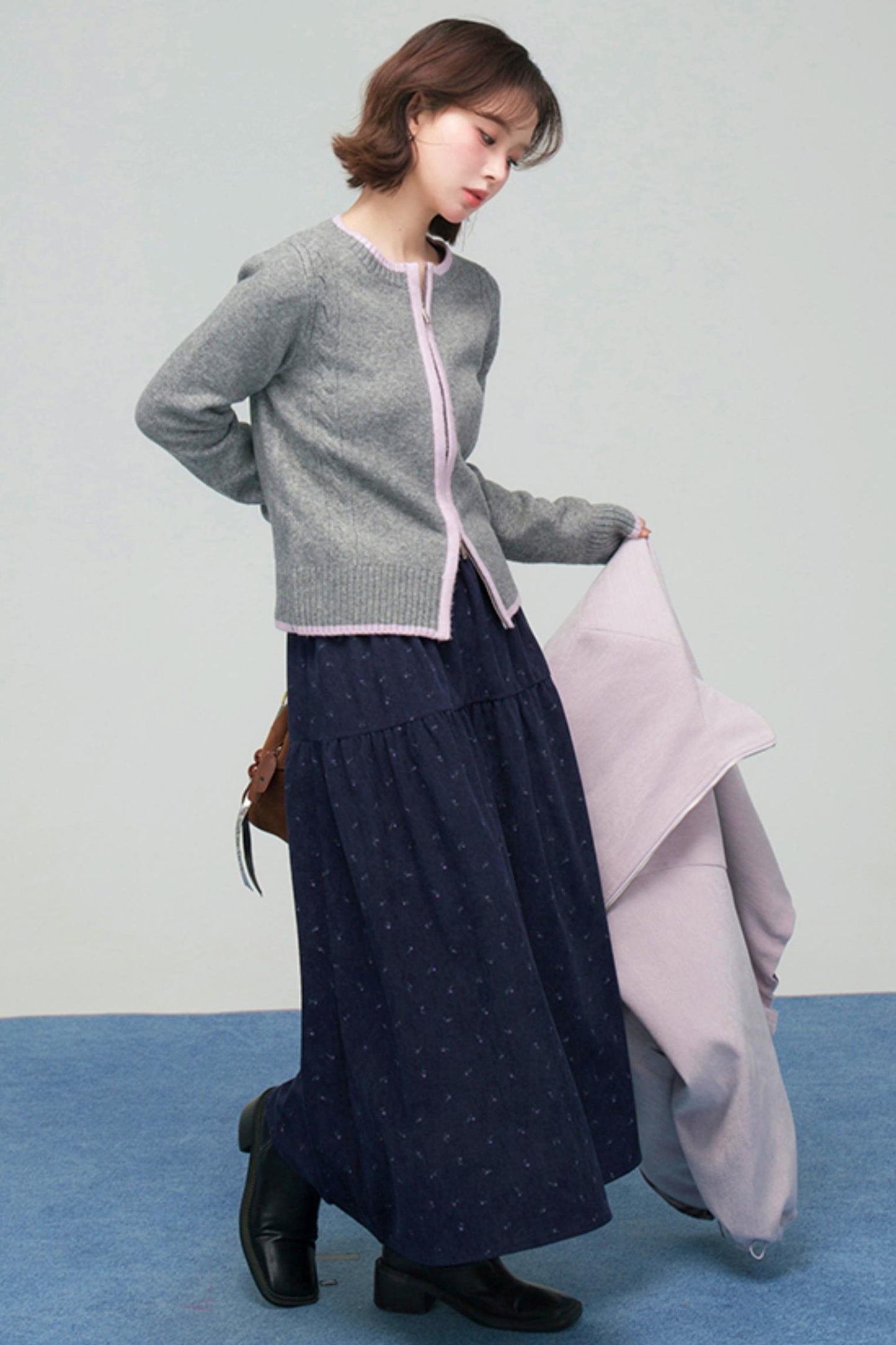 コーデュロイフローラルティアードスカート