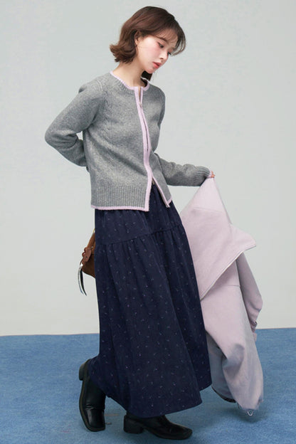 コーデュロイフローラルティアードスカート