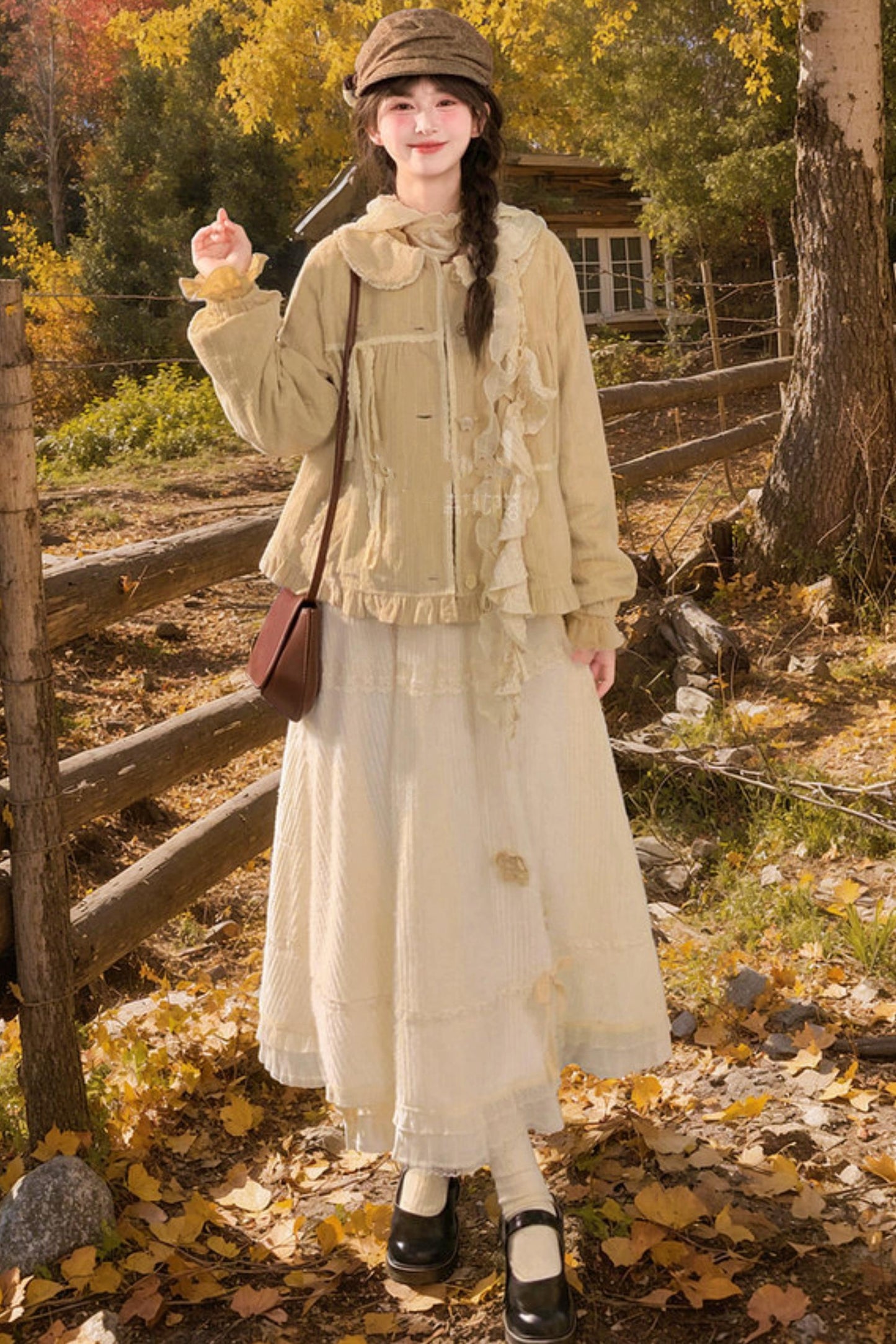 Mori Lace Trim Cotton Jacket + Skirt