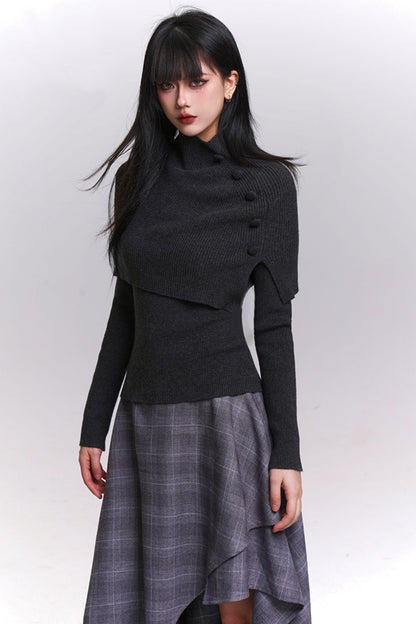 アトモスフェリックケープデザインニットトップ