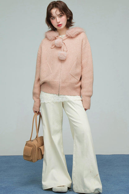 キャラメルファーカラーカーディガン