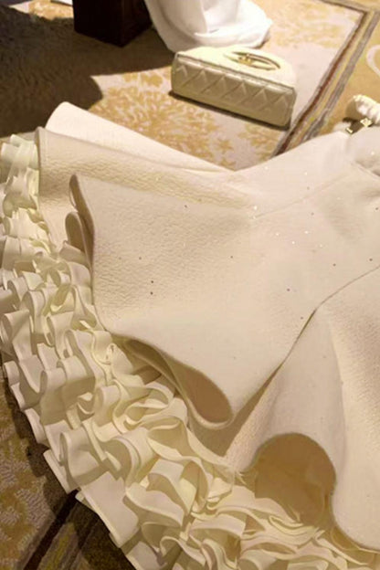 French off-the-shoulder dress + shawl + sleeves