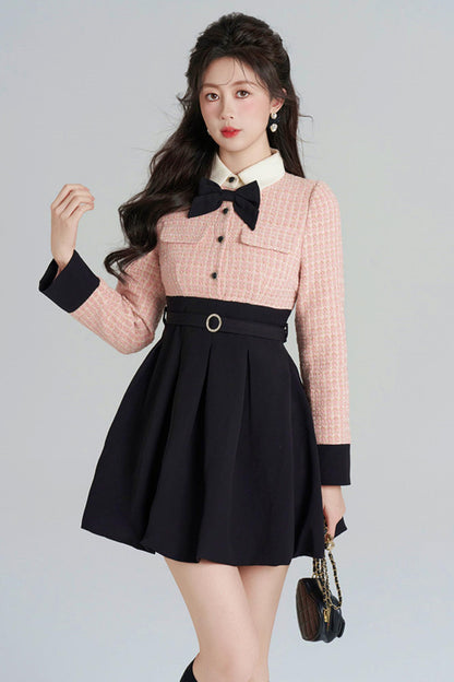 Woolen Floral Two-Piece Dress