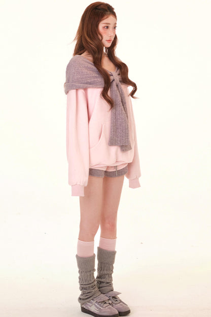 Color Block Hooded Fleece Jacket Set