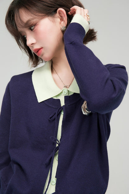 プルシアンブルーリボンカーディガン