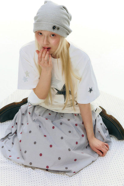 Retro Polka Dot Midi Skirt