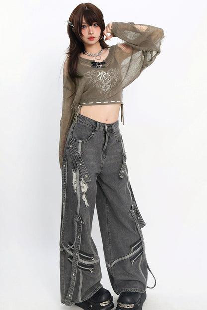 Decadent Punk Strap Denim Pants