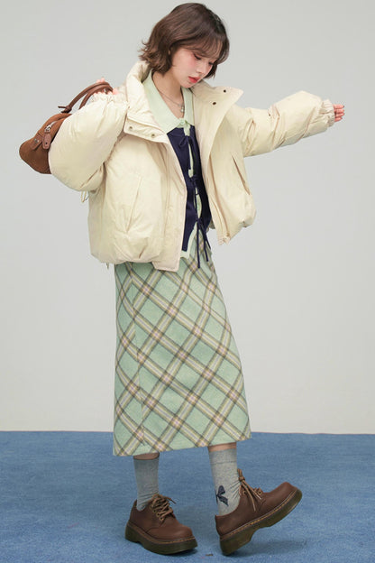 オートミールショートダウンジャケット