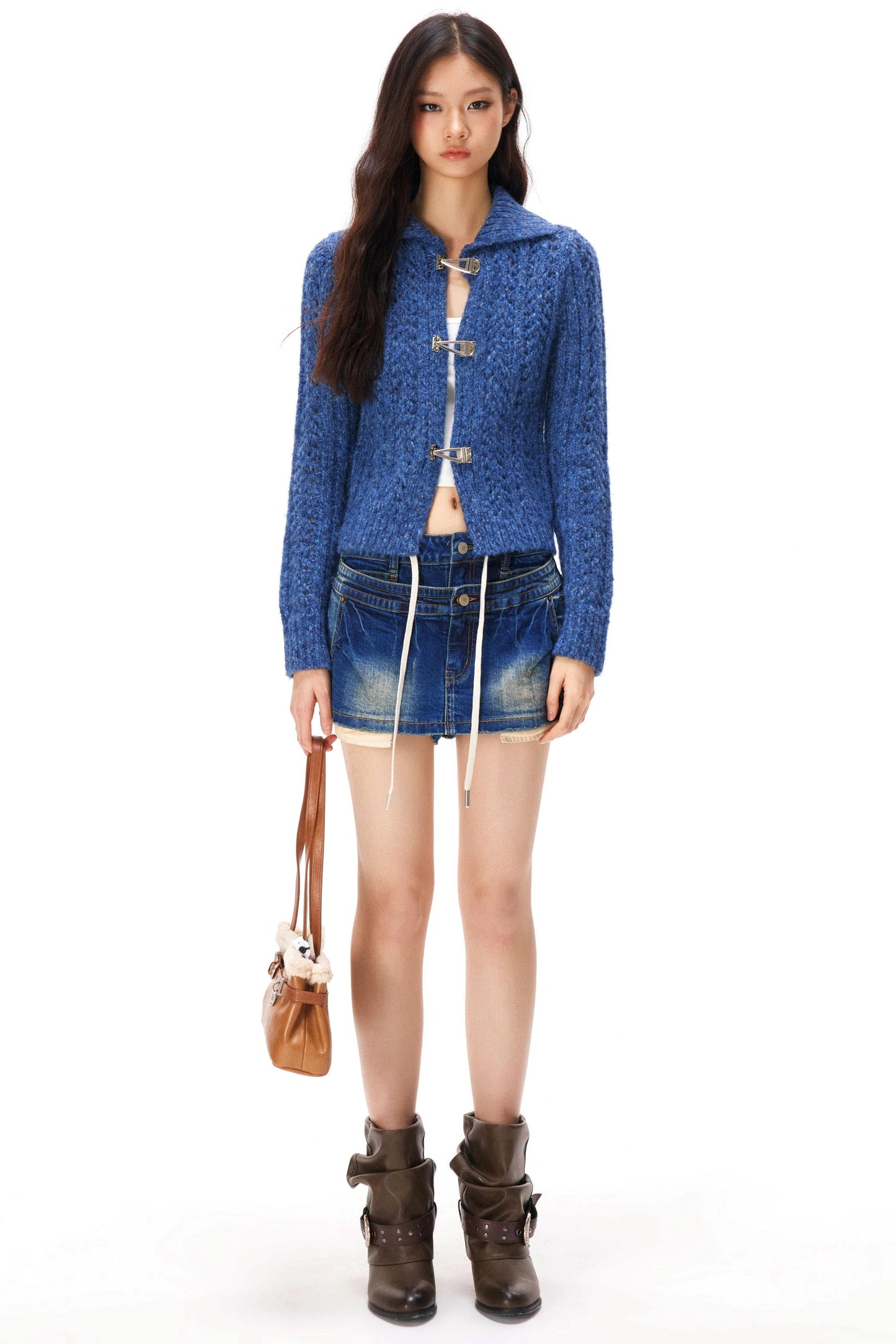 Y2Kハロウアウトニットカーディガン