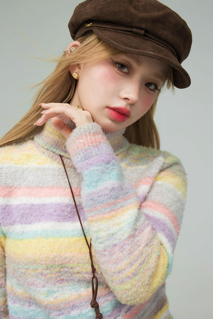 レインボーグラデーションストライプドセーター