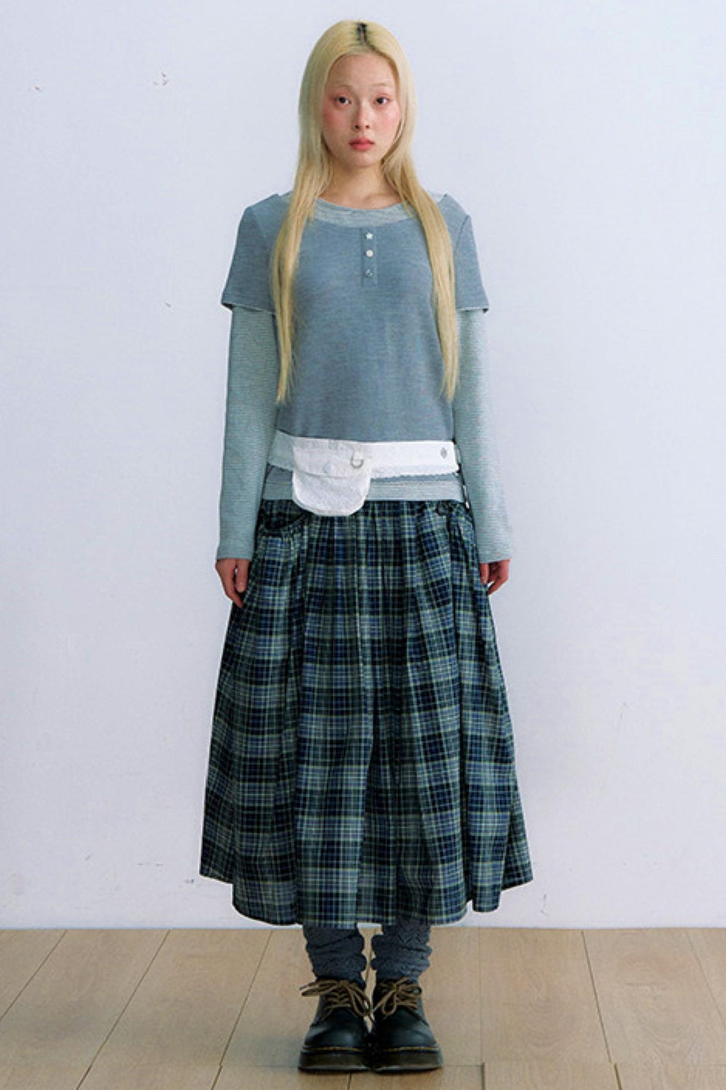 チェックレトロミディスカート