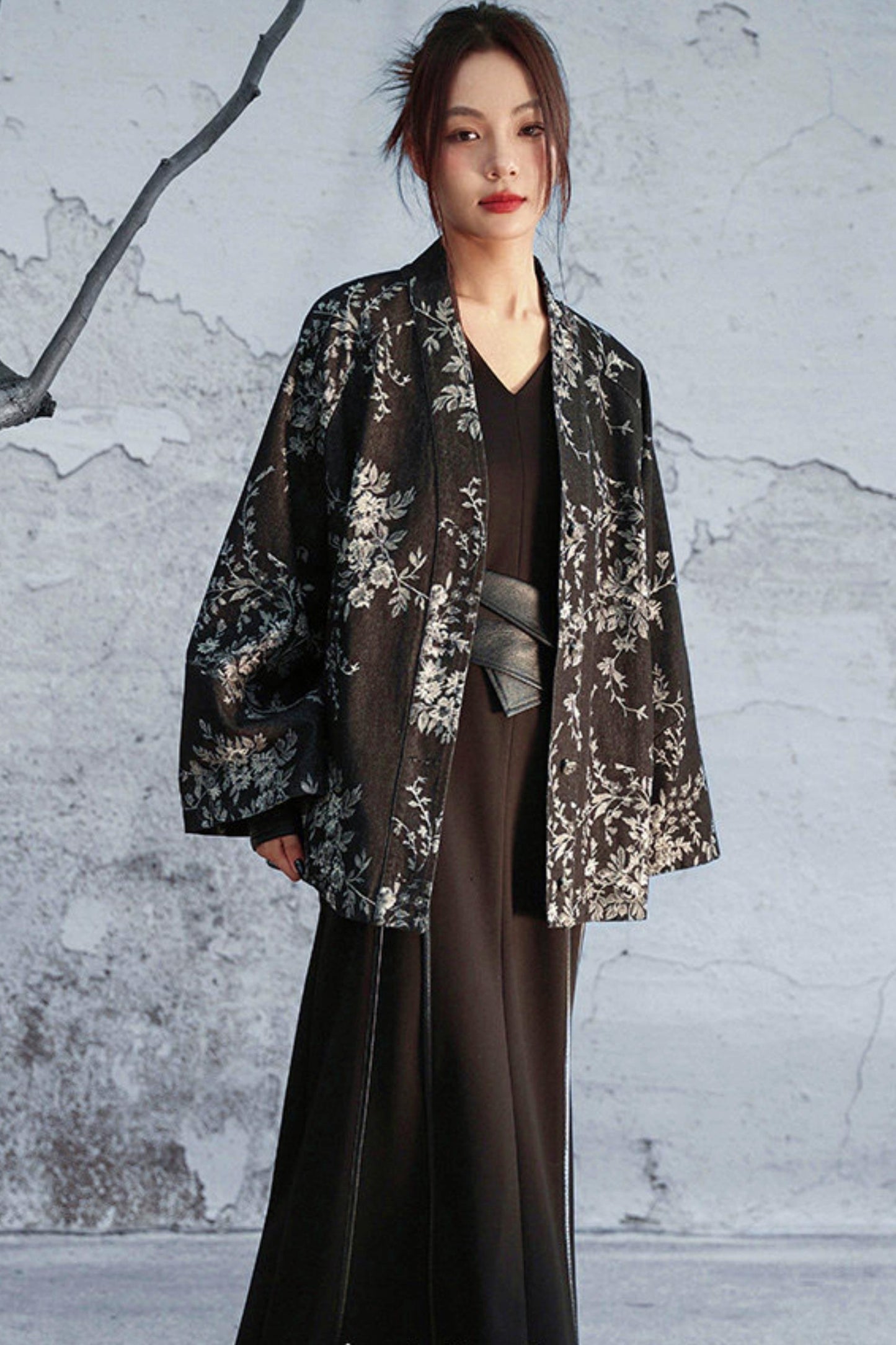 Chinese Denim Jacquard Cardigan