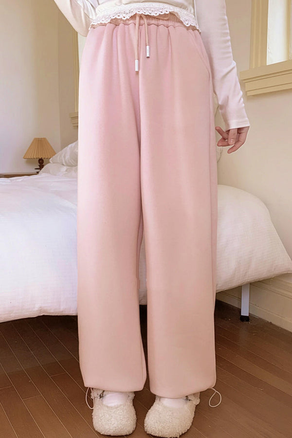 Sweet Fleece-Lined Wide Leg Pants