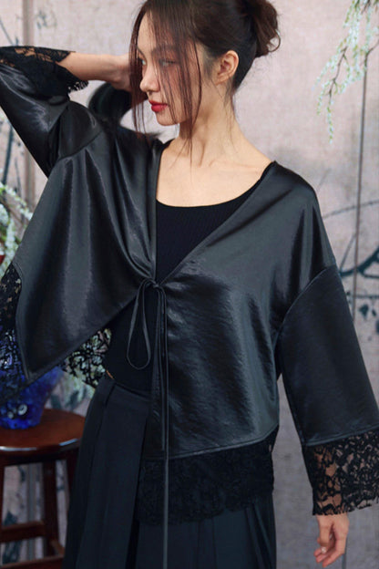 Dark Lace Satin Gown
