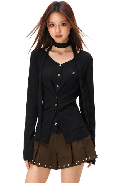 ファインリブドニットカーディガン