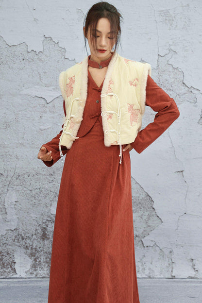 Coy Embroidered Winter Vest