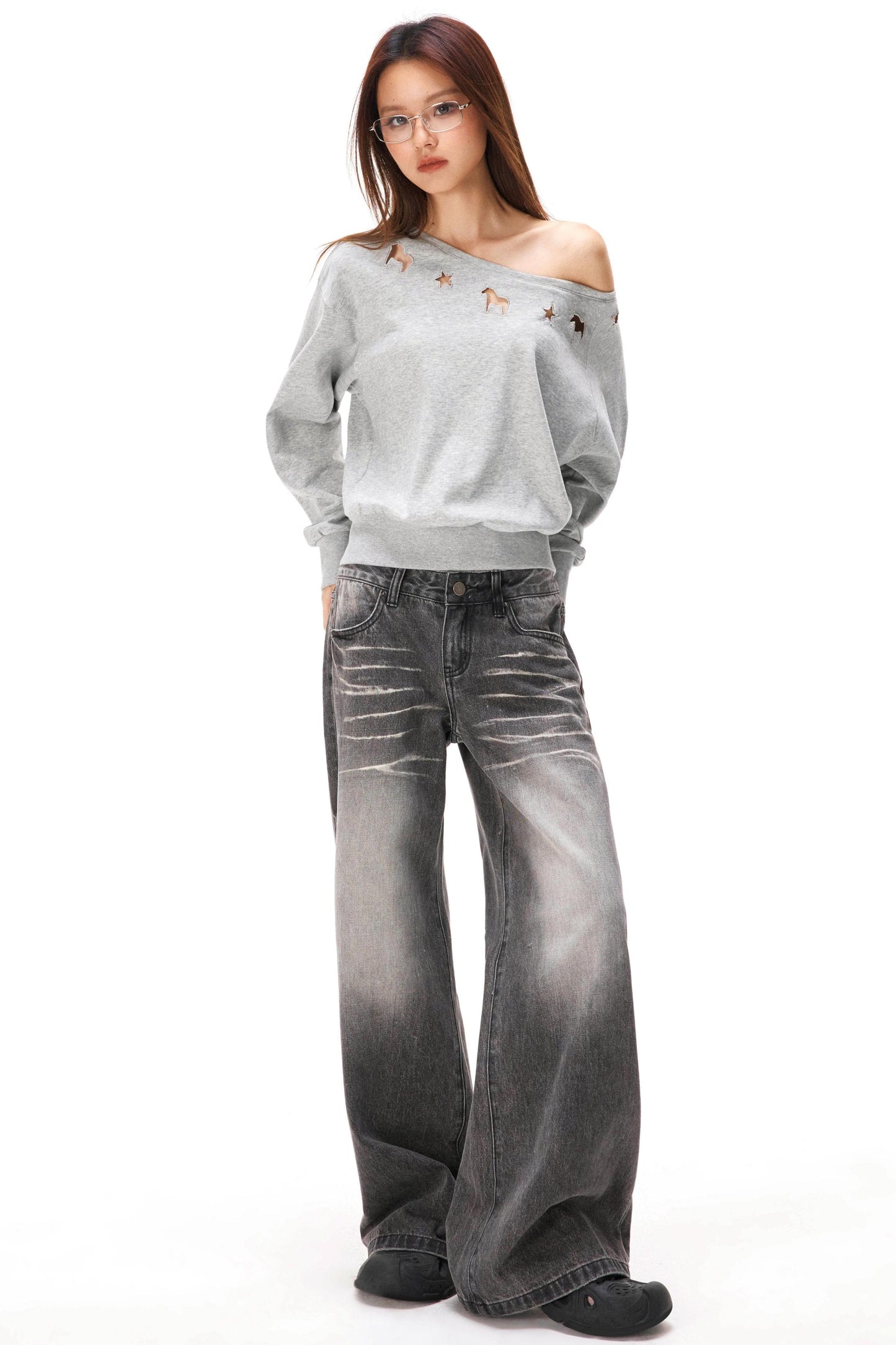 アシメトリカルオフショルダースウェット