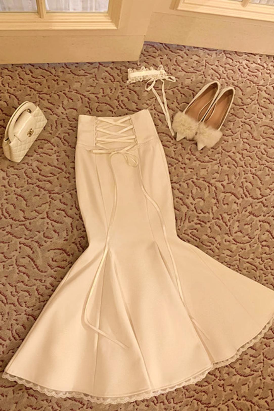 Elegant off-the-shoulder knit + mermaid skirt