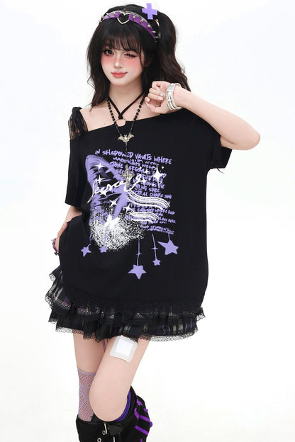 アジアンワンショルダールーズTシャツ