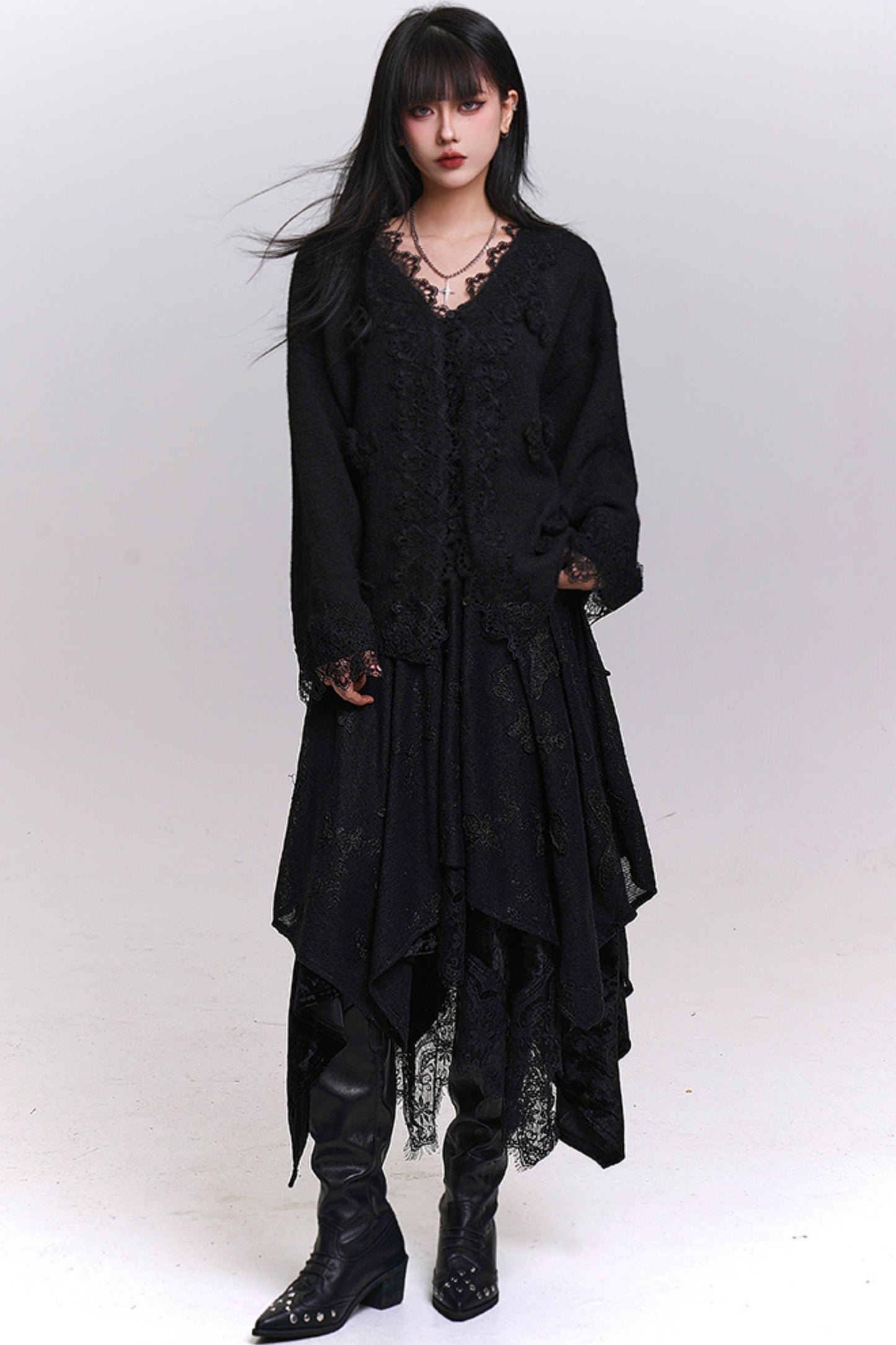 オフホワイトバタフライモチーフスカート