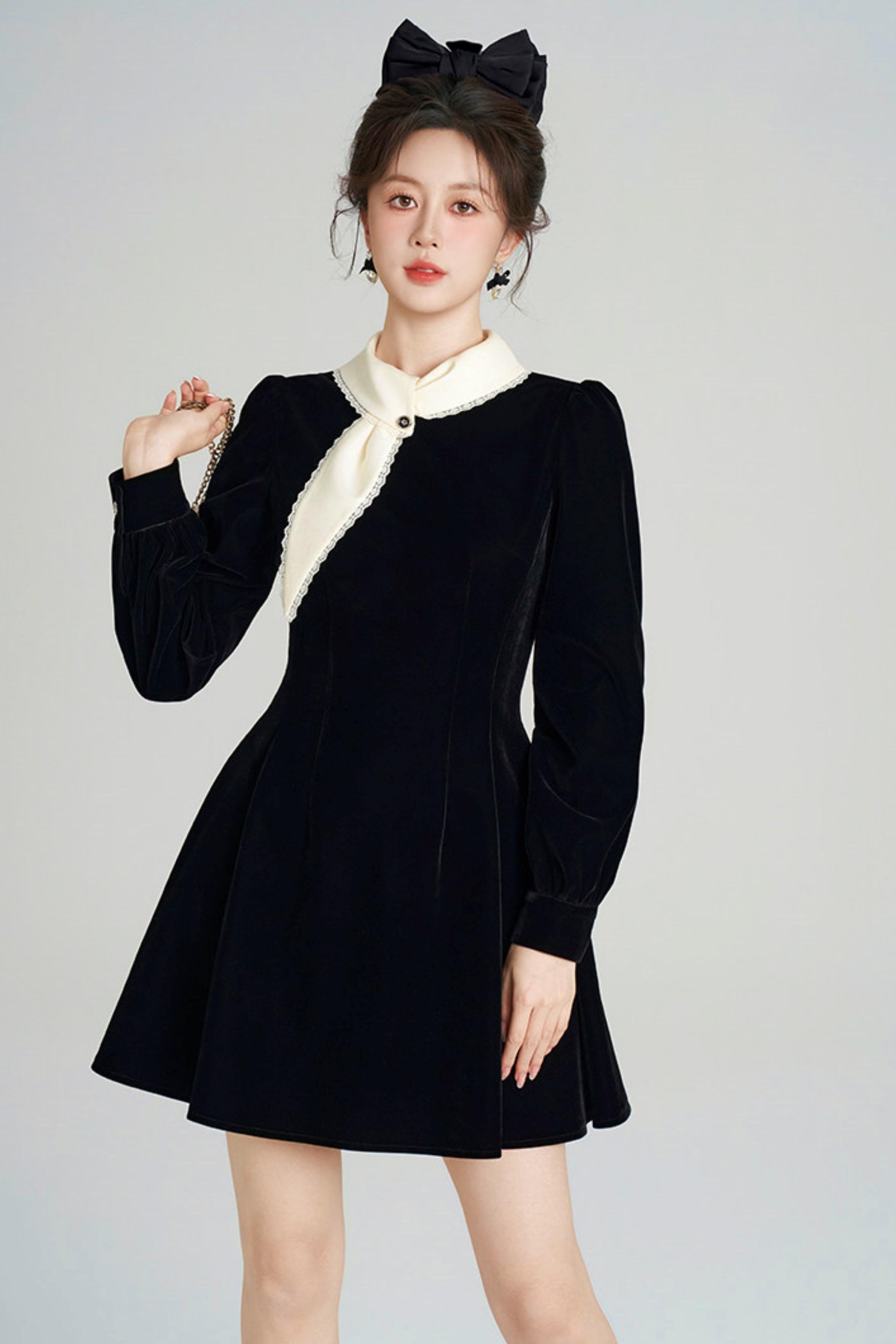 新品　CCファッション　ベルベットドレス モノクロスイートベルベットドレス – Belchic
