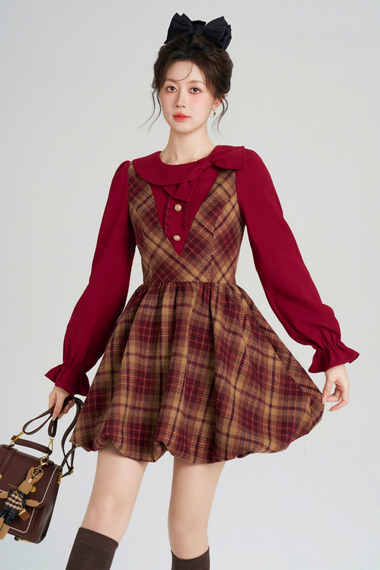 Retro Plaid Sweet Dress
