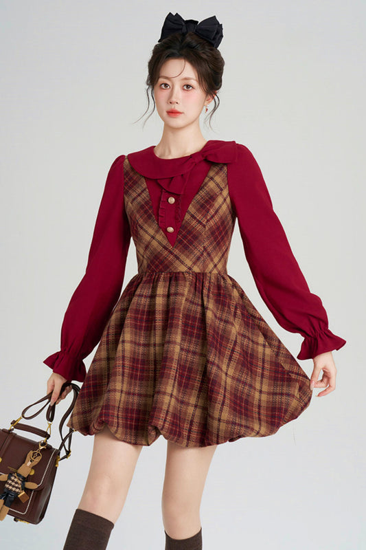 Retro Plaid Sweet Dress