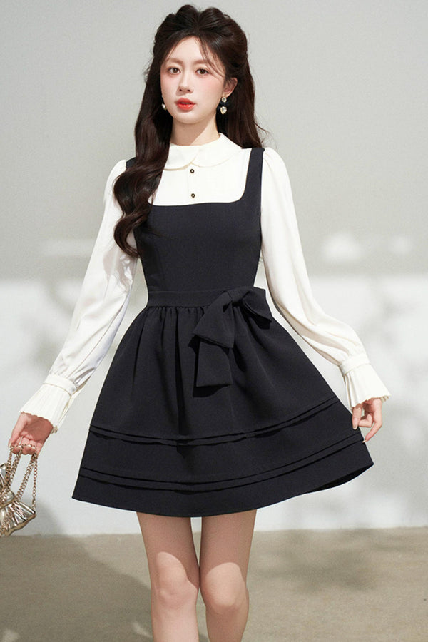 エレガントブラックパフィードレス