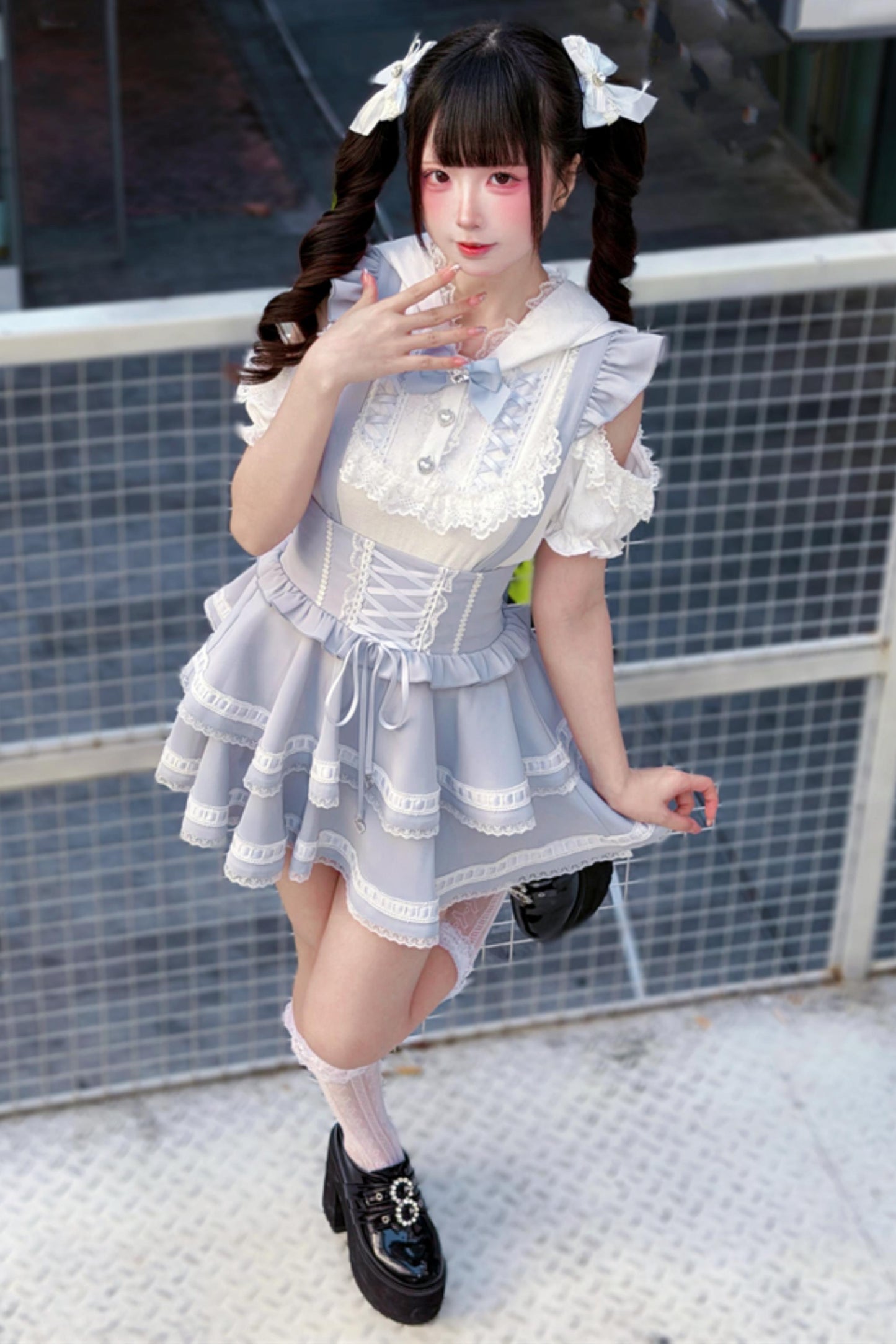 [Pre-Order] Angelcore Off-Shoulder Top + Tiered Skirt