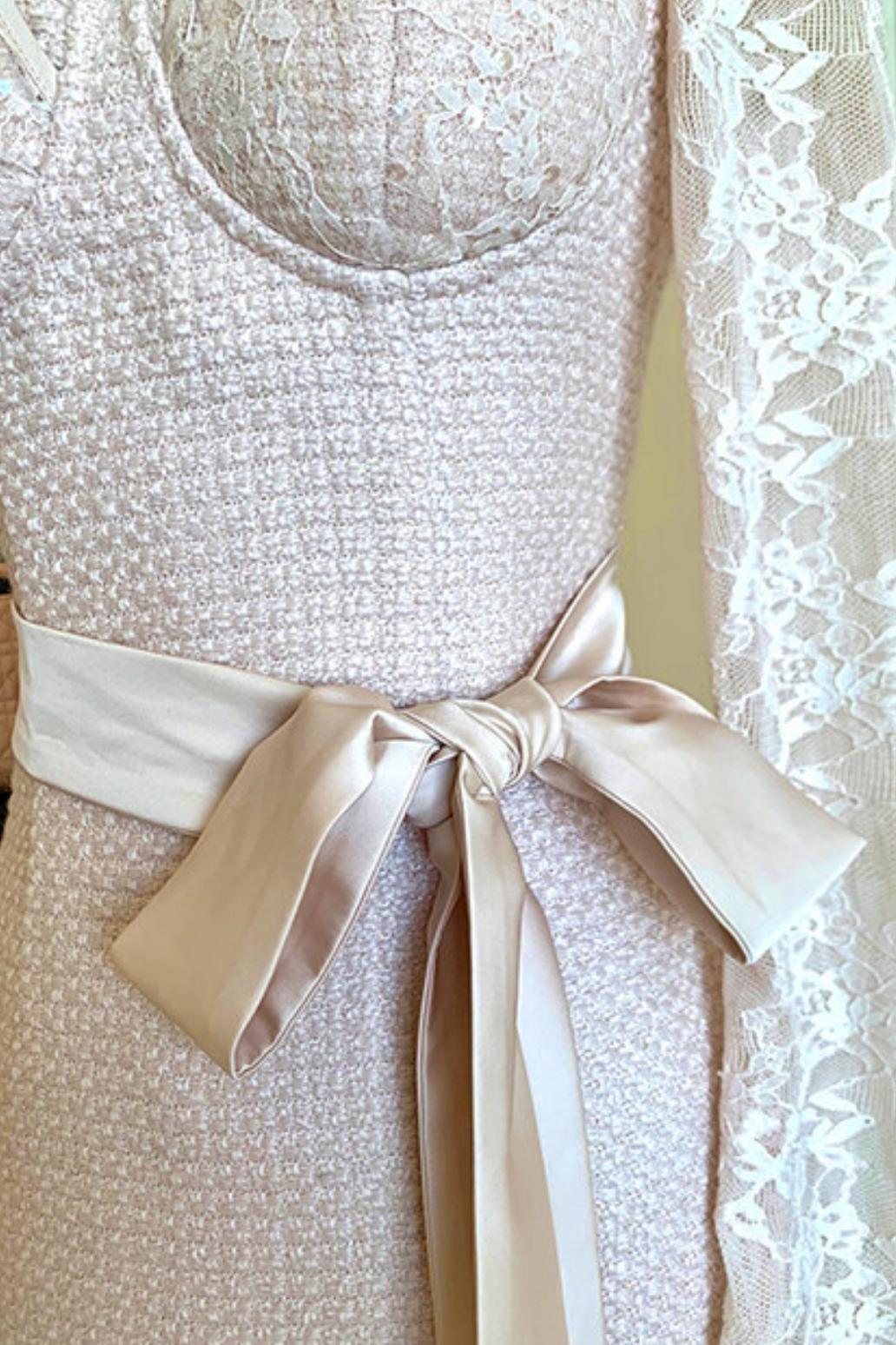 Lace Waist Slim Fit Dress + Fur Coat