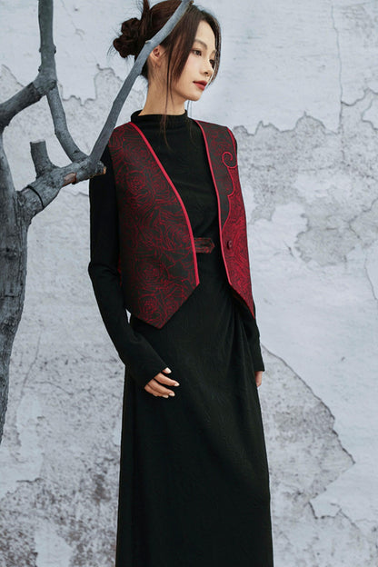 レトロローズジャカードベスト