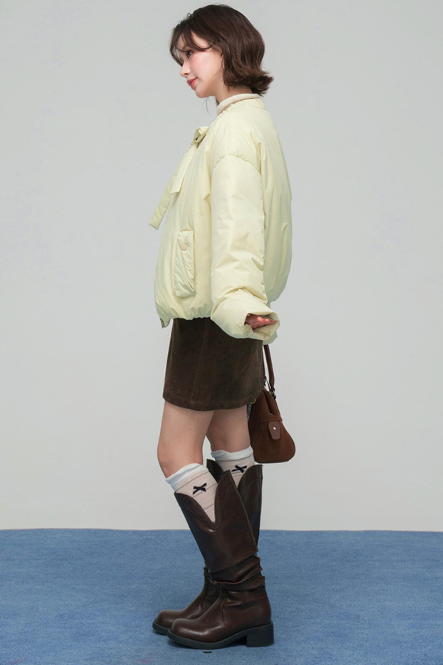 リボンショートダウンジャケット