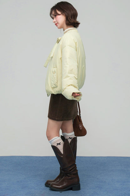 リボンショートダウンジャケット