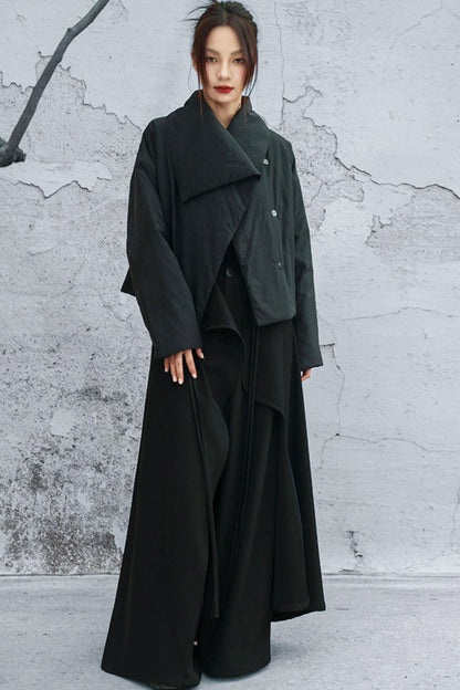 コンバーティブルネックラインコットンジャケット