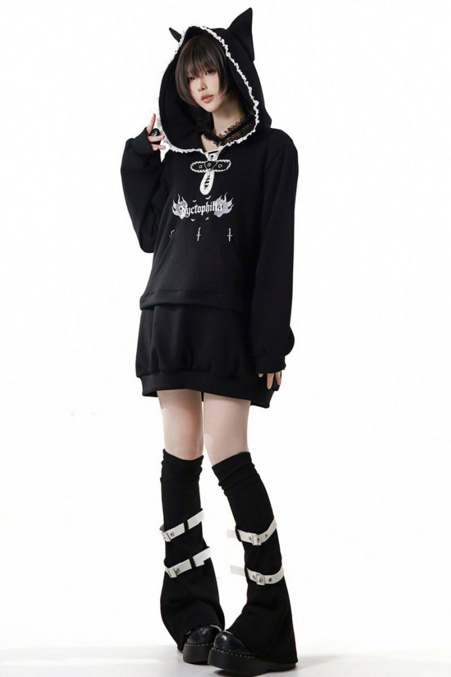 Black Slimming Jacket + Hoodie + Skirt + Leg Warmers